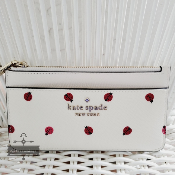 AUTHENTIC KATE SPADE NEW YORK Staci Large Slim LADYBUG Card HOLDER